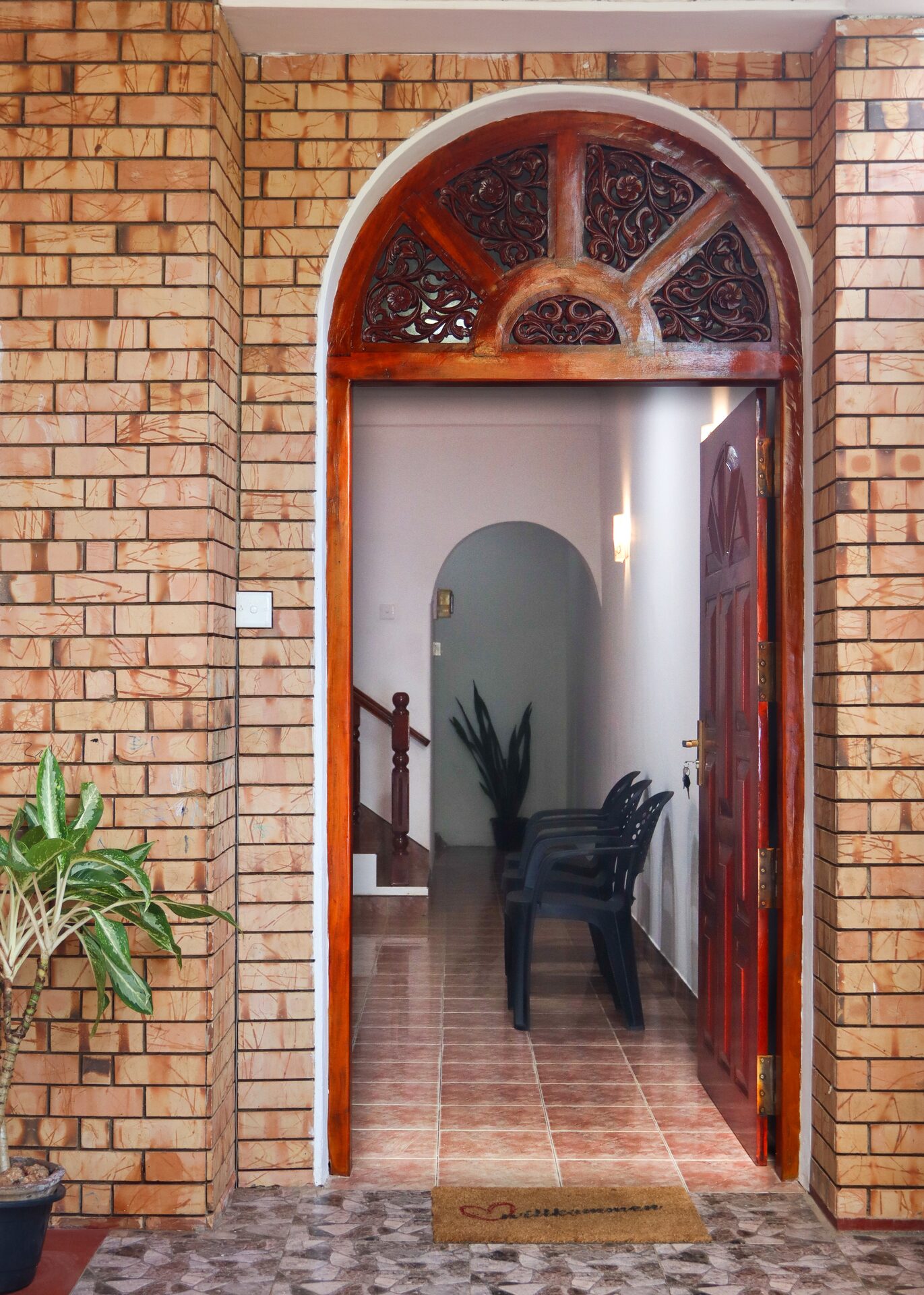 The brick archway entrance
